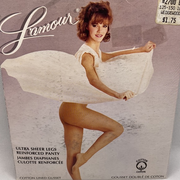 L’amour Ultra Sheer Pantyhose Nylons Wedgewood Blue 125-150 lbs Vintage - Picture 5 of 9